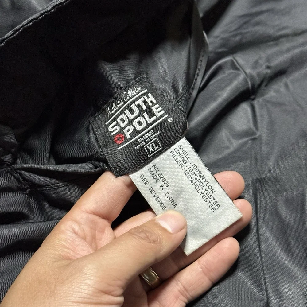 Southpole‎ Bomber Jacket XL Mens Black Reversible Quilted Streetwear Y2K Hip Hop